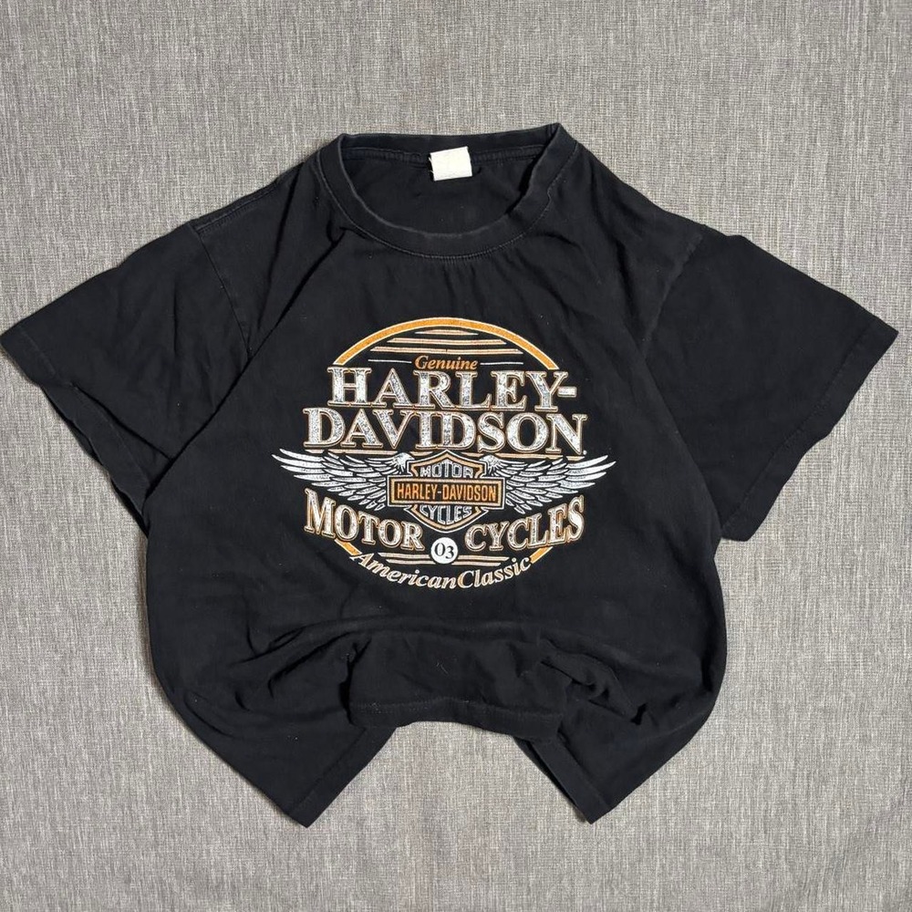 Harley Davidson black boxy tee - L